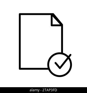 Vector line icon flat design page form with a checklist and a checkmark symbol. Computer test report symbolizing internet data. Web folder with a yes Stock Vector