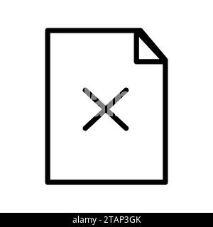 Vector line icon delete simple, flat, and thin illustration. Reject or remove a document from the archive. Stock Vector
