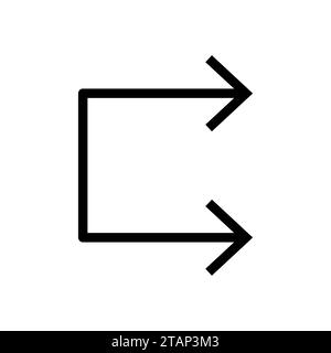 Vector line icon arrow replace pointing in one direction on a black outline. Switch and transfer of data with reverse sign on web illustration. Flip a Stock Vector