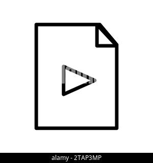 Vector line icon play button on the multimedia interface allows users to watch videos. Simple communication element on the web interface. Linear icon Stock Vector