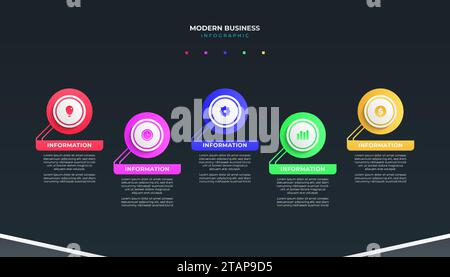 Modern Business Infographic Template Design for Presentation or Workflow Layout Stock Vector