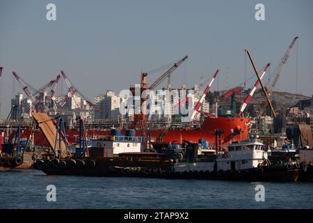 Hanjin Heavy Industries in Busan, South Korea Stock Photo