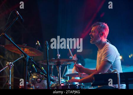 Pasto, Colombia. 27th Nov, 2023. The colombian band Superlitio performs during the second day of the Galeras Rock Fest in Pasto, Narino, Colombia on November 26, 2023. Photo by: Camilo Erasso/Long Visual Press Credit: Long Visual Press/Alamy Live News Stock Photo