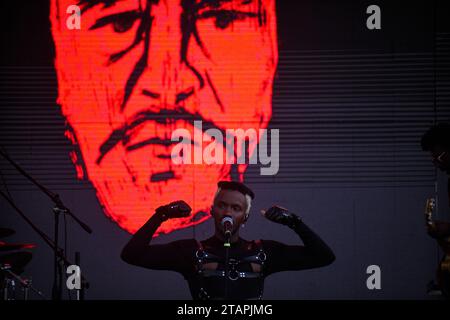 Pasto, Colombia. 26th Nov, 2023. Junior Zamora performs at the Galeras Rock music festival on its second day, in Pasto Narino on November 26, 2023. Photo by: Camilo Erasso/Long Visual Press Credit: Long Visual Press/Alamy Live News Stock Photo