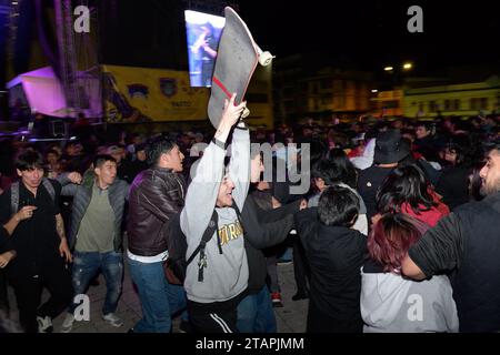 Pasto, Colombia. 26th Nov, 2023. Festival goers enjoy multiple bands during the Galeras Rock Fest, 2023 in Pasto, Narino, Colombia, November 26, 2023. Photo by: Camilo Erasso/Long Visual Press Credit: Long Visual Press/Alamy Live News Stock Photo