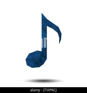 Polygon Music Eighth Note Icon on white background Stock Vector