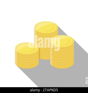 Gold Coin Stacks Vector on white background. Stock Vector