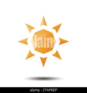 Polygon Sun Icon on white background Stock Vector