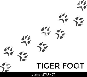 Tiger paw print. Wild animal. Isolated paw prints on white background Stock Vector
