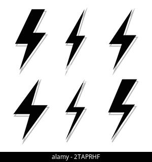 set of simple lightning doodle Stock Vector