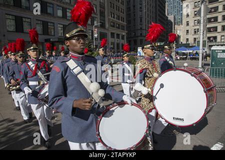 Tens of thousands marched in the New York City Veterans Day Parade along 5th Avenue in Manhattan. Stock Photo