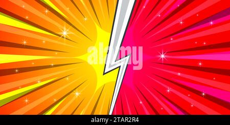 Versus with background in flat comic style design with halftones, lightning. Vector illustration Stock Vector