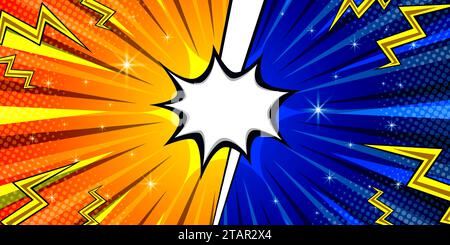 Versus with background in flat comic style design with halftones, lightning. Vector illustration Stock Vector