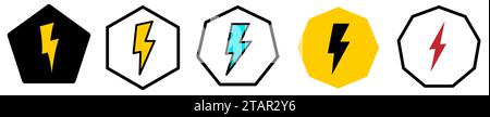 Flash icon in polygons with different number of edges Stock Vector