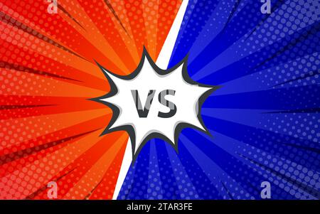 Versus with background in flat comic style design with halftones, lightning. Vector illustration Stock Vector