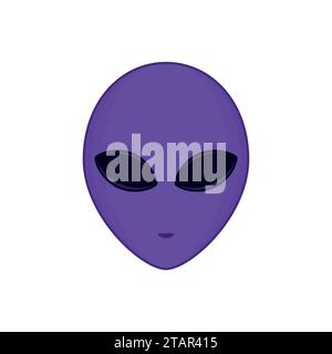 Alien face with large eyes isolated on white background. Extraterrestrial humanoid head. Vector illustration Stock Vector
