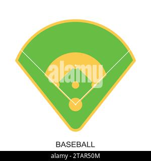 Baseball field icon. Green grass game baseball play stadium in flat style isolated on white background Stock Vector