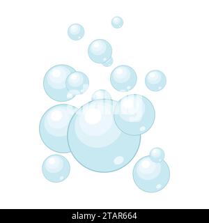 Soap bubbles isolated on white background. Water bubble washing in flat style Stock Vector