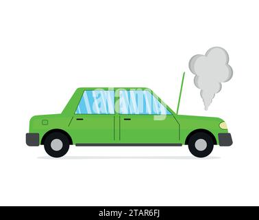Car crash and accident on white background, auto broke down. Vector Illustration Stock Vector