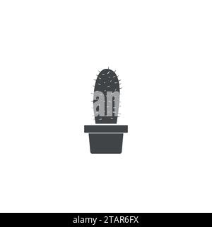 Cactus icon in flower pot isolated on white background. Home plant Vector Illustration Stock Vector