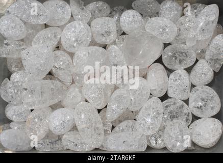 Crystallized quartz (rock-crystal) gem stone as natural mineral rock specimen Stock Photo