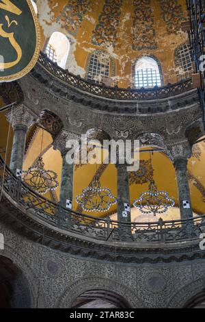 Hagia Sophia interior beautifully crafted pillars and arches Stock Photo