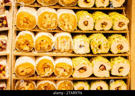 Load of traditional turkish delight lokum candy Stock Photo