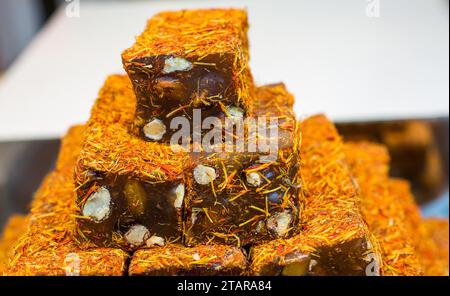 Load of traditional turkish delight lokum candy Stock Photo