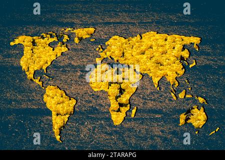 Roughly outlined world map with white background Stock Photo