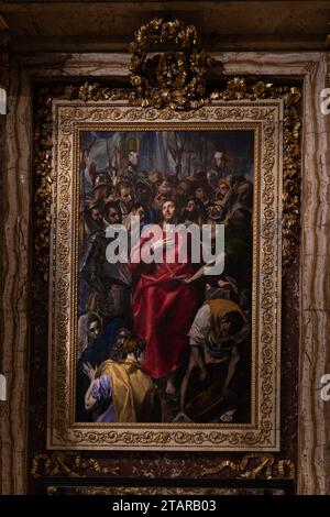 Toledo, Spain - March 17, 23: Painting 'The Disrobing of Christ', an oil painting on canvas by El Greco, made in 1579 inside the Sacristy of the Cathe Stock Photo