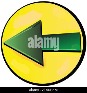 Green arrow in bubble pointing left; green arrow indincating free passage in left; icon can be used on websites to point for low price Stock Vector