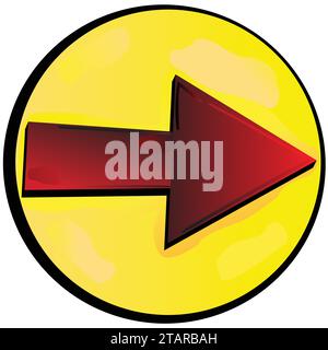 Red arrow in bubble pointing right Stock Vector