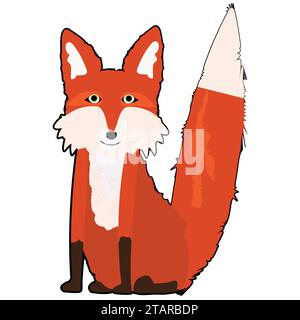 Illustrated standing fox design; isolated abstract design of an fox on white background Stock Vector