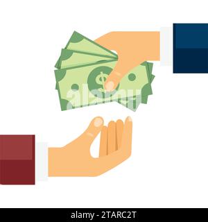 Human hand giving money to other hand Stock Vector Image & Art - Alamy
