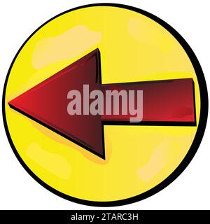 Red arrow in bubble pointing left Stock Vector