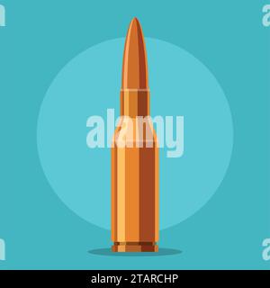 Bullet rifle icon in flat style isolated on blue background. Cartridge weapon ammo cartoon. Vector illustration Stock Vector