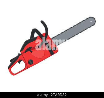 Chainsaw isolated on white background. Professional instrument, working tool. Petrol chain saw. Vector illustration Stock Vector