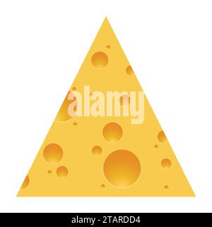 Pieces of cheese isolated on white background. Triangle Cheese with holes. Vector illustration Stock Vector
