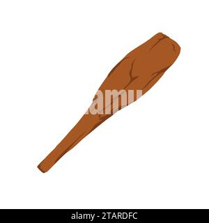 Cudgel or wooden club isolated on white background. Stone age truncheon weapon in flat style. Vector illustration. Stock Vector