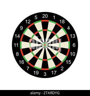 Classic darts board target isolated on white background. Vector Illustration Stock Vector