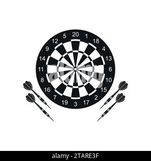 Classic dart board target and darts arrow icons isolated on white background. Vector Illustration Stock Vector