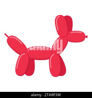 Red ballon dog isolated on white background. Cute bubble animal dog toy in flat style. Vector illustration Stock Vector