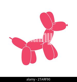 Red ballon dog icon isolated on white background. Cute bubble animal dog toy icon in flat style. Vector illustration Stock Vector