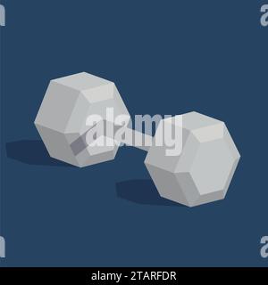 Dumbbell in flat style isolated on dark blue background. Weight lifting flat 3d isometry isometric sport. Vector Illustration Stock Vector