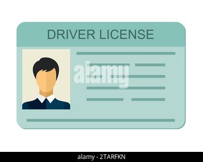 Car driver license identification with photo isolated on white background, driver license vehicle identity in flat style. Stock Vector