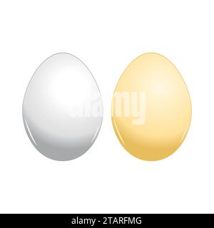 Brown and white eggs on white background. Vector Illustration. Stock Vector