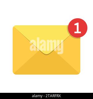 Envelope letter with counter notification isolated on white background. Mail icon. concept of incoming email message, mail delivery service for social Stock Vector