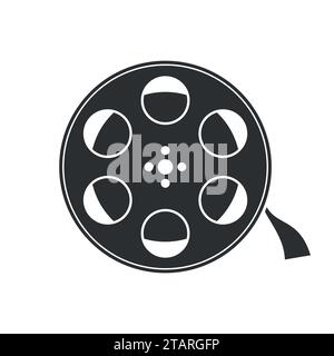 Film reel icon isolated on white background. Watch movie in the cinema vector illustration Stock Vector