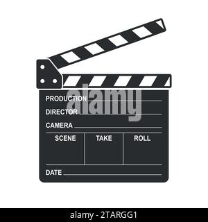 Film clapper board icon isolated on white background. Blank movie clapper cinema vector illustration Stock Vector
