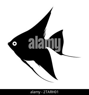 Black aquarium Fish silhouettes isolated on white background Stock Vector